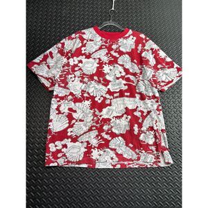 Vintage Raw Blue Mens Large All Over Print Red Shirt 90s Y2K Baseball‎ Ballpark